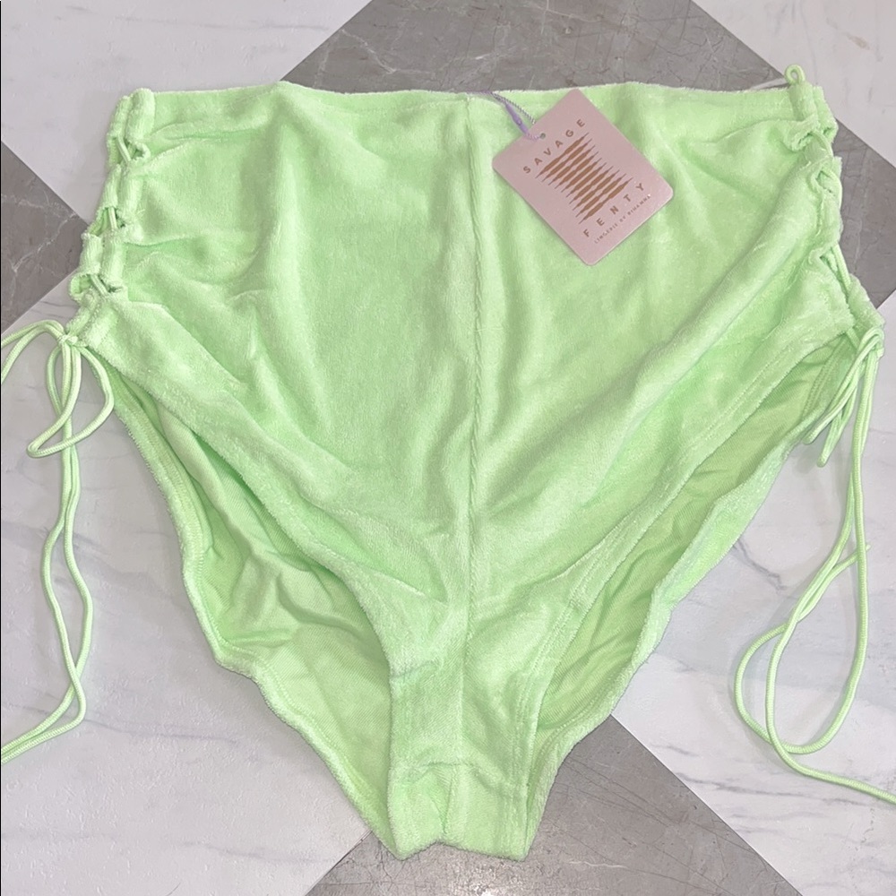 NEW Savage X Fenty Sleepwear curvy terry side tie short Miami green sz 2X